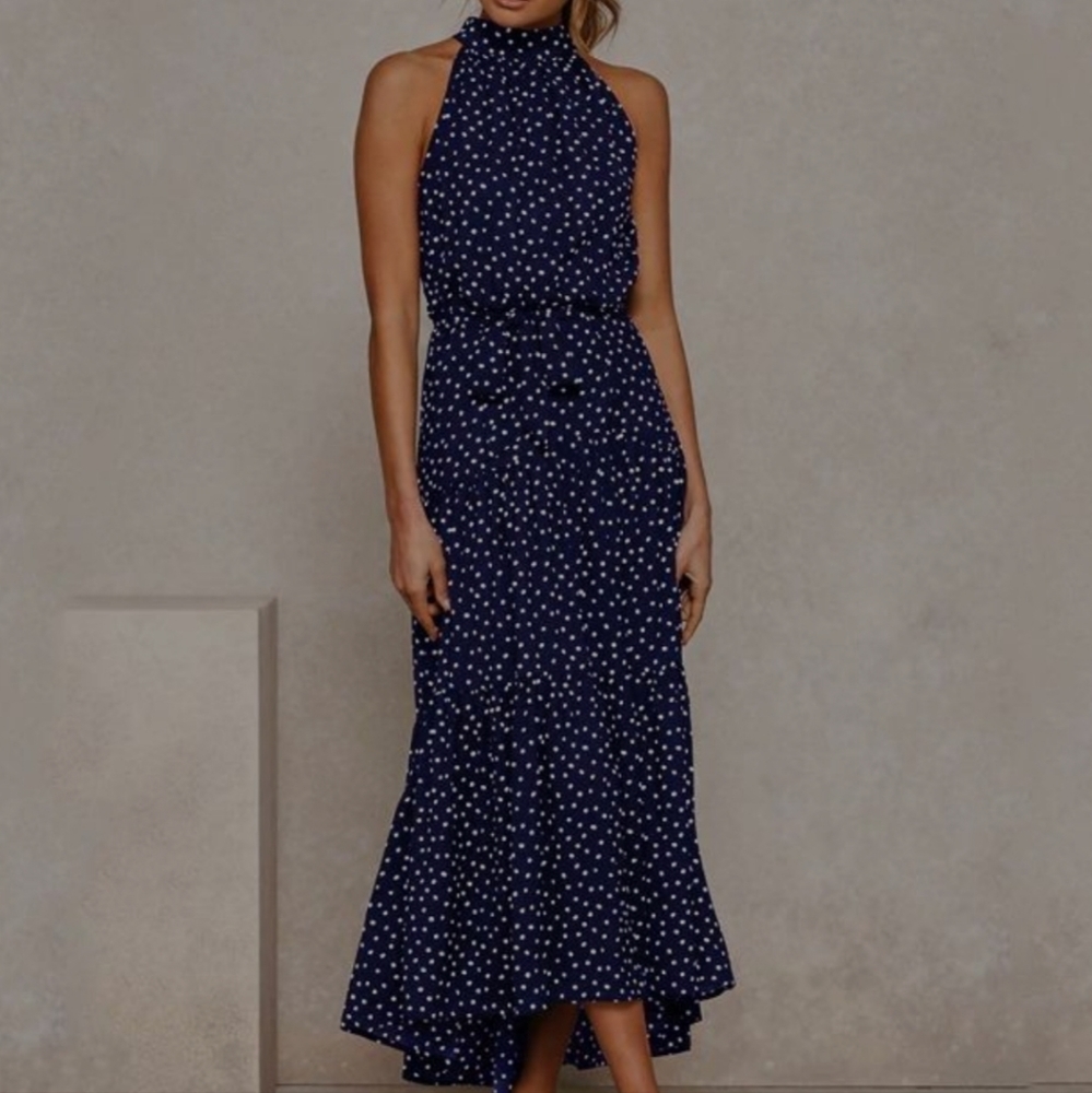 Made with Love, blue and white Polka Dot dress, XL, never worn